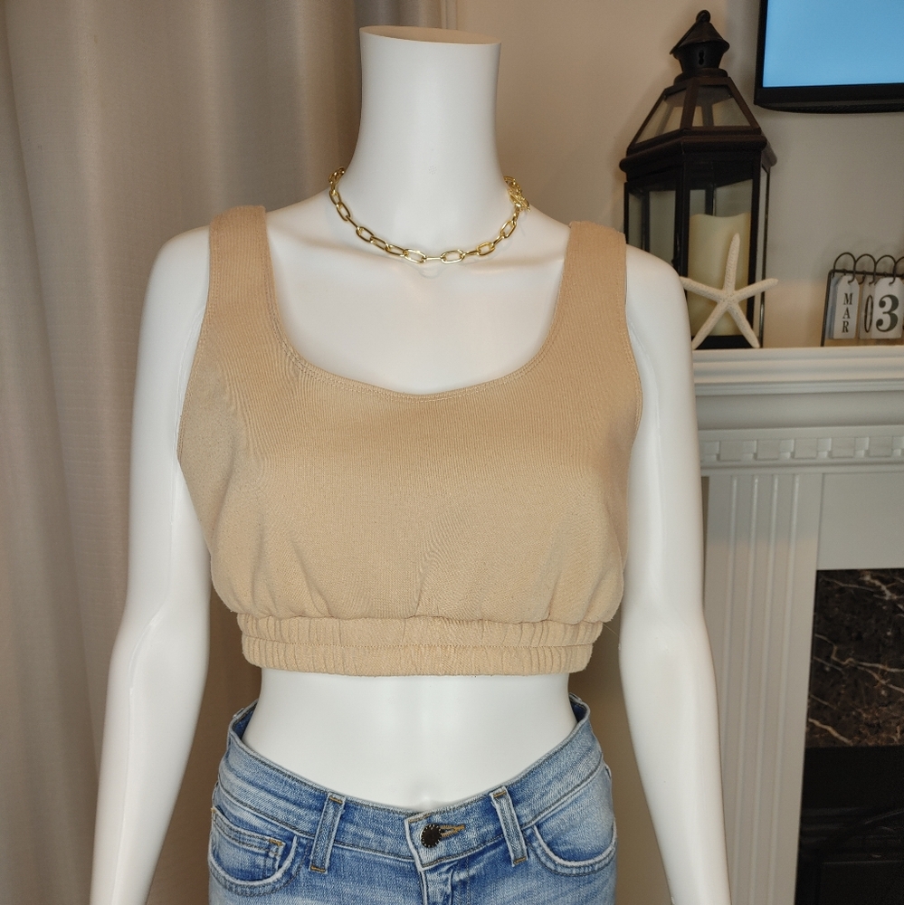 MISS POSH FLEECE CROP TOP, CAPPUCCINO M